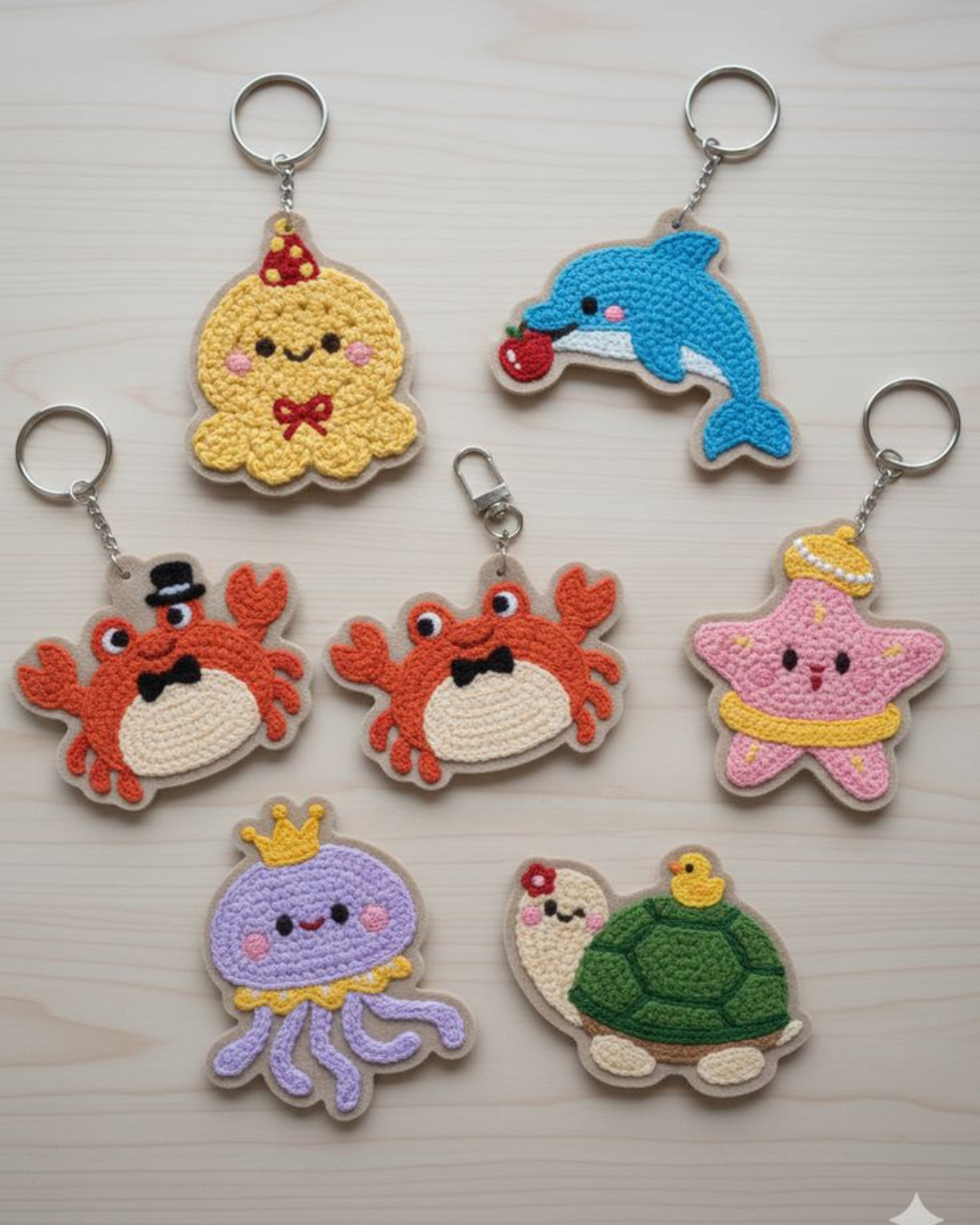 Chaveiros coloridos feitos com bordado russo
